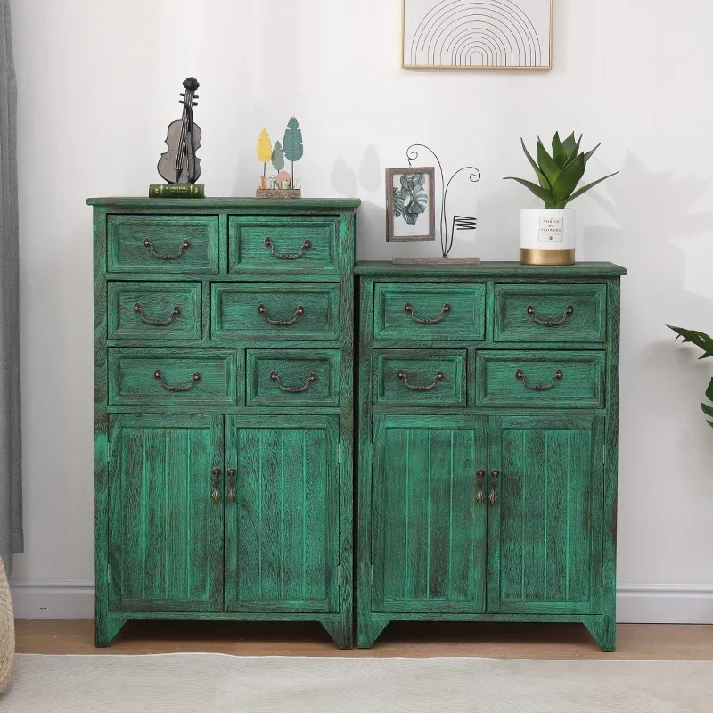 American Style Old Solid Wood Retro Chest of Drawers Simple Modern Bedroom Storage Cabinets Drawer Storage Kitchen Cabinets