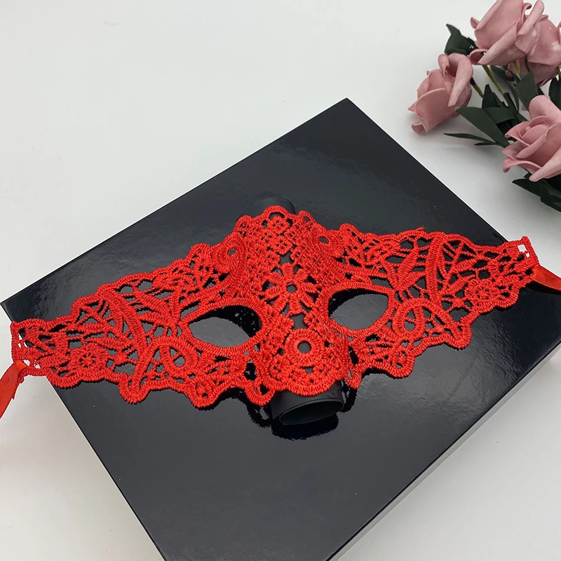 Red Sexy Lace Half Face Mask Jewelry Adult Princess Eye Mask Female Halloween Prop Performance