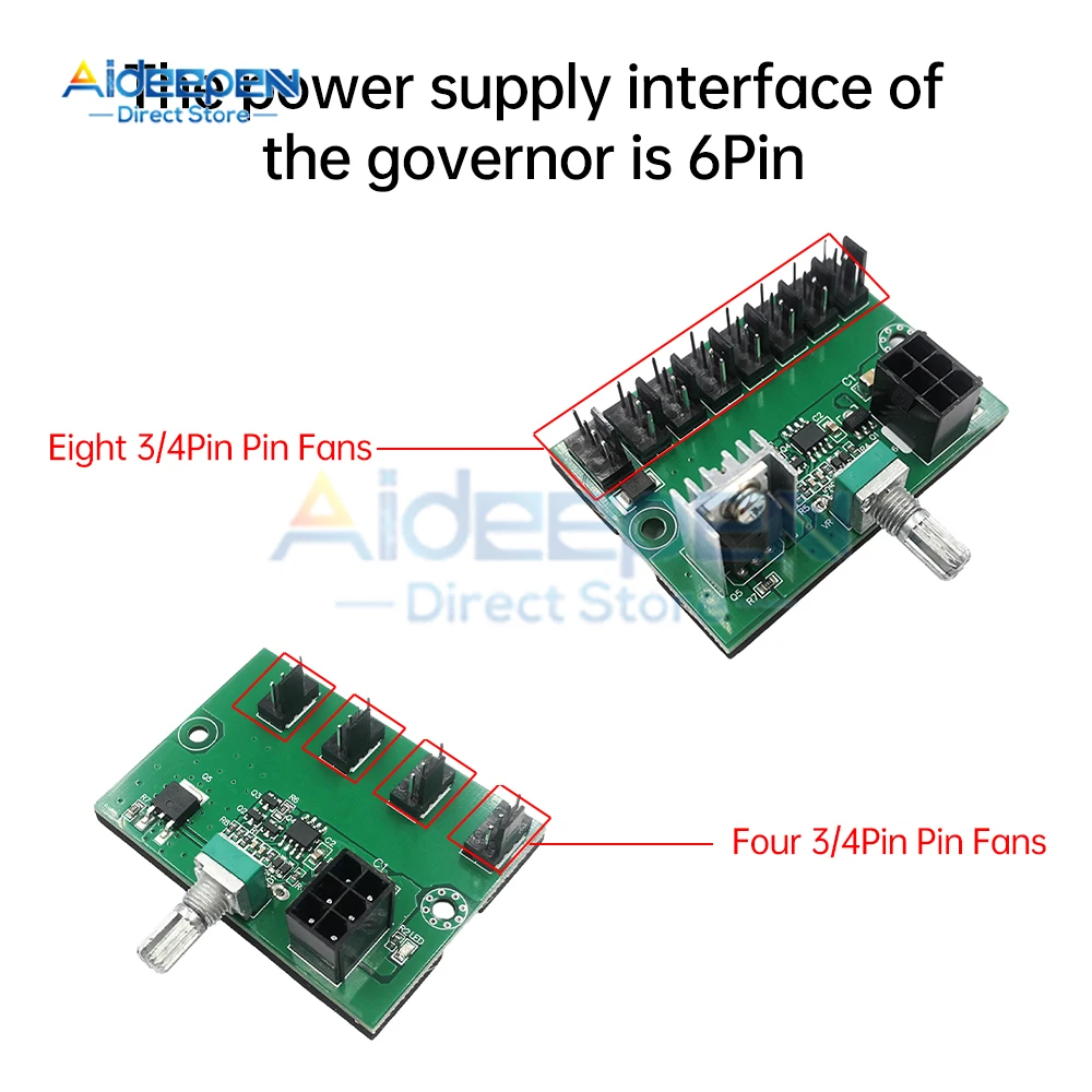 DC 12V 3/4 Pin PWM Fan Speed Motor Controller Board With Knob Switch 4/8 Channel Electrical Equipment Governor Module For PC