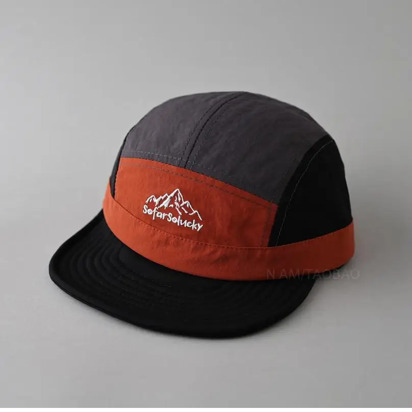 

Spring/summer monogram embroidered flat-brimmed five-piece color-blocked baseball cap, casual shade versatile cap