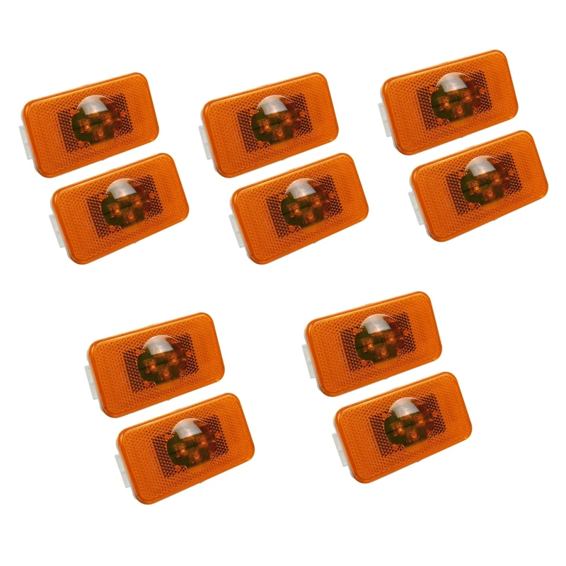 10Pcs 24V Car Truck LED Side Marker Light 4Leds Amber Indicator Warning Lamps For Volvo Trucks FM/FH