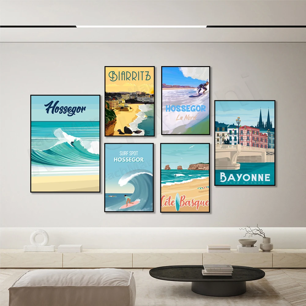 Bayonne, France, Hossegor: city night view, surf on Biarritz beach, Basque coast - Hendaye, city of Nimes - Arenas travel pos