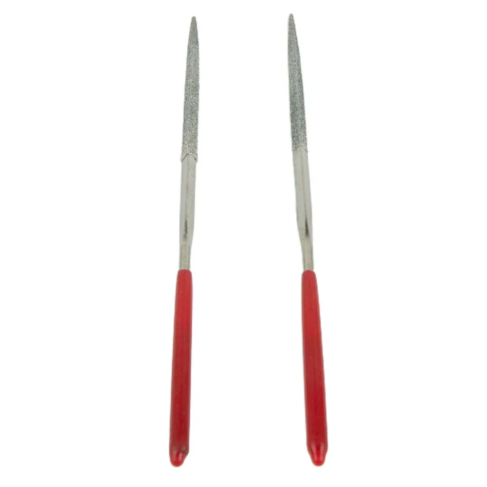 Wood Plastic Diamond Files Hand Tools Diamond Plastic Silver + Red Steel Triangular For Reach Areas On Steel Replaceable