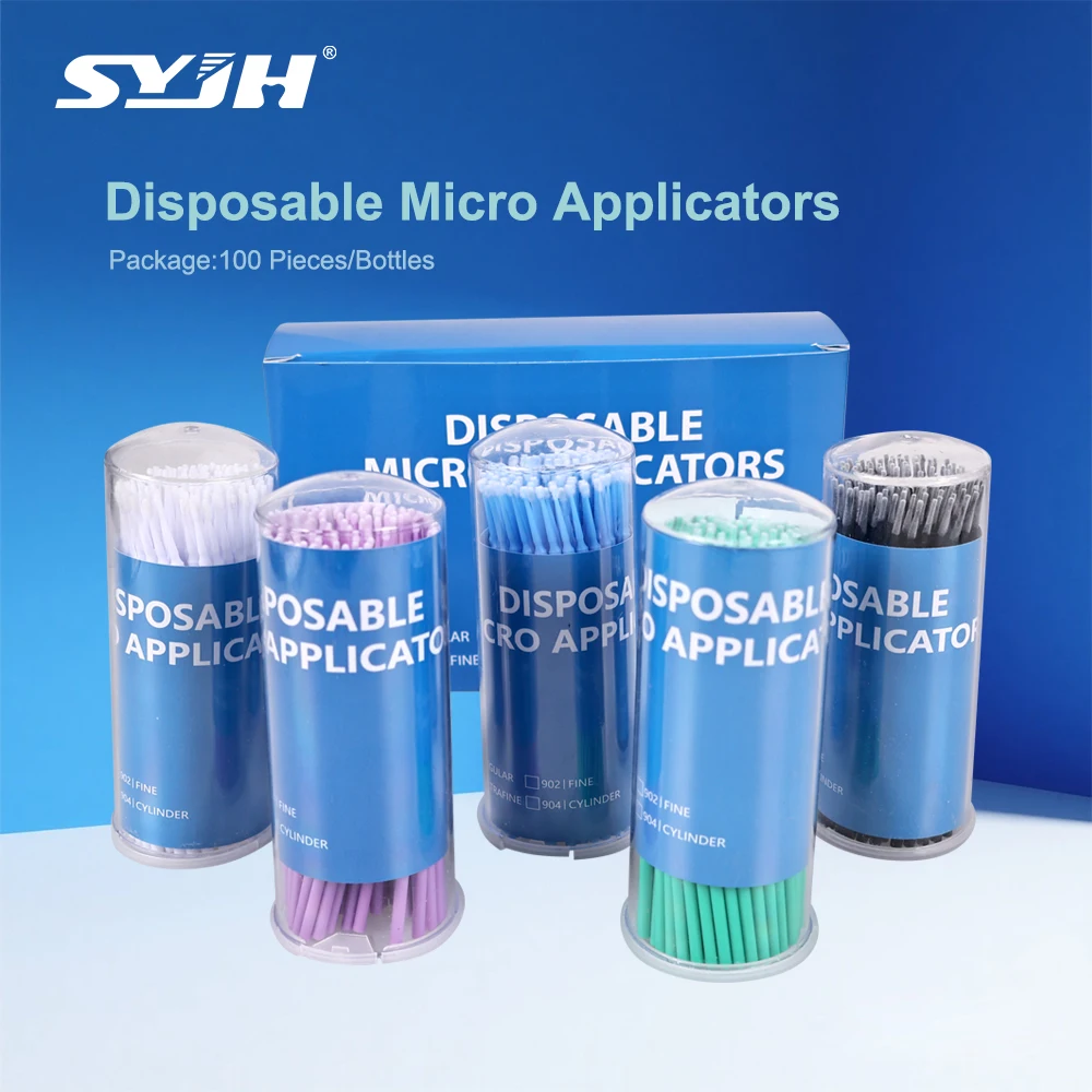 SYJH Dental 100Pcs/Box Disposable Micro Brushes Applicators Micro Brush Dentistry Eyelashes Extension Makeup Brush Tools