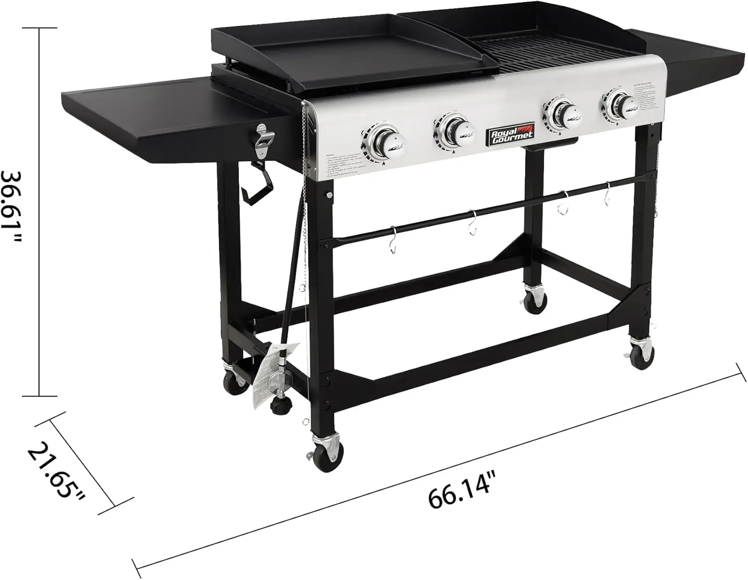 Burner Portable Gas Grill and Griddle Combo with Cover, 48,000 BTUs, Propane Griddle Grill Combo for Outdoor Cooking While