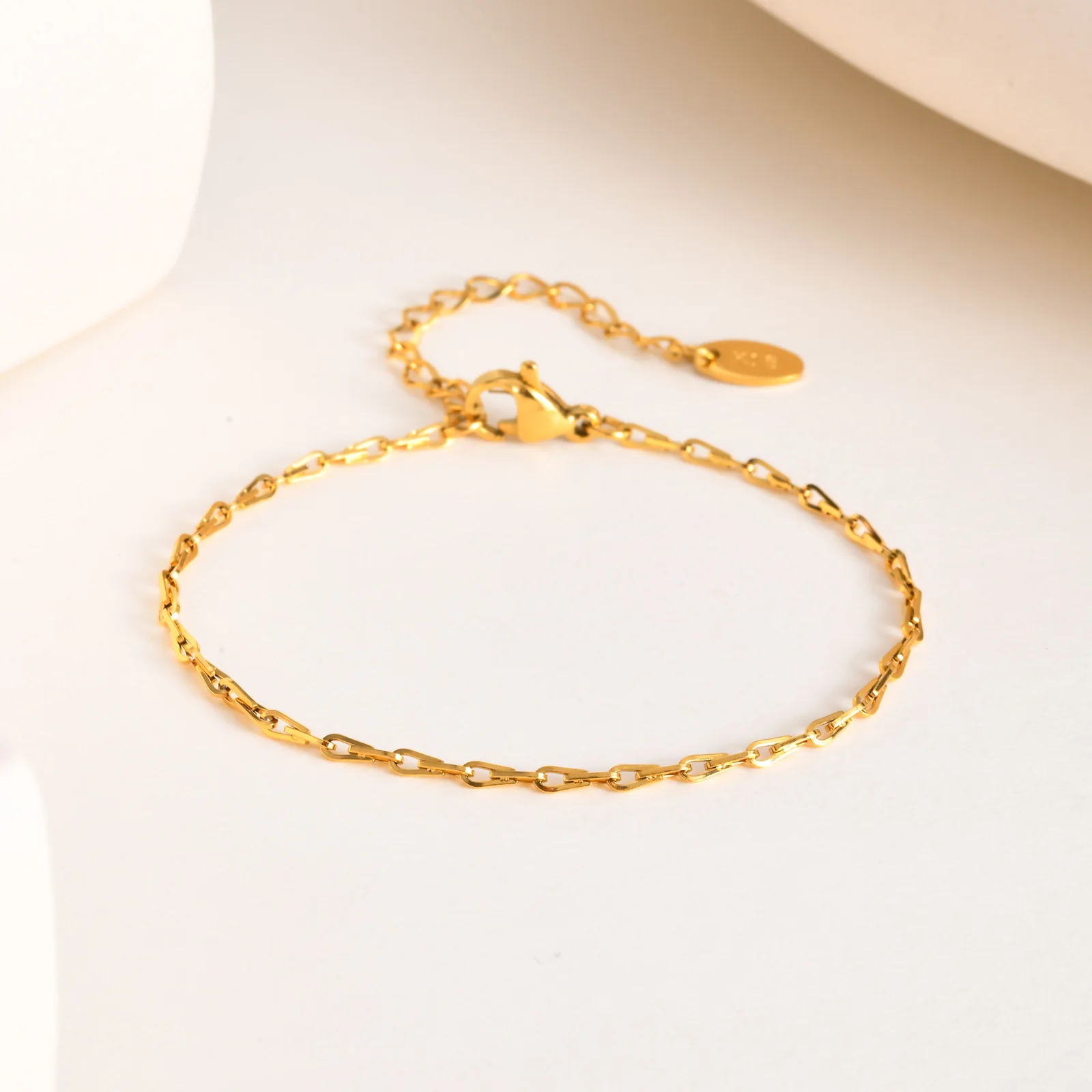 Stainless Steel Bracelet Gold Plated, 2mm Link Stackable Jewlrty for Women Tarnish-resistant image 3