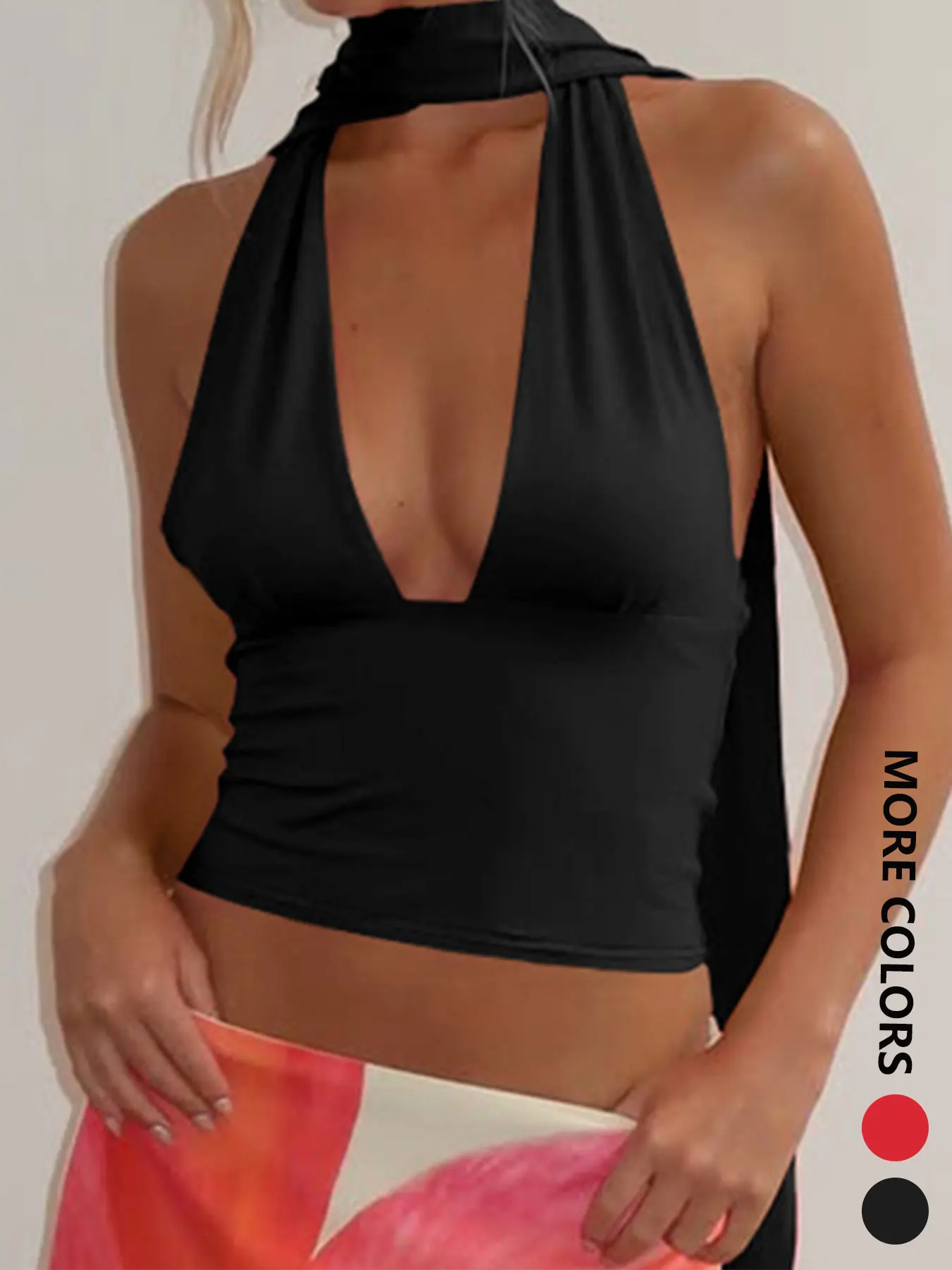 Summer New Women's Tank Top Streetwear Fashion Bandage Tank Solid  Female V-neck Low Chest Versatile Tank Knitted Clothing