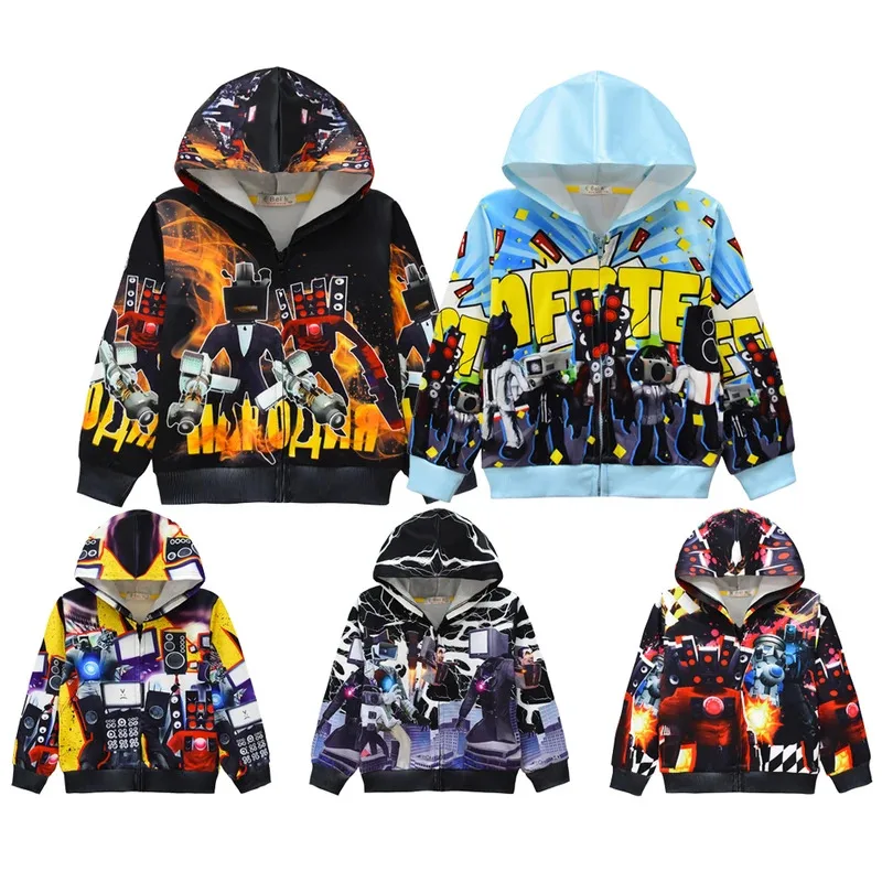 

Высокое качество Skibidi Толстовки на молнии для туалета Game TV Man Audio Man с принтом с длинными рукавами для мальчиков и девочек Толстовка Harajuku 3D Уличная одежда