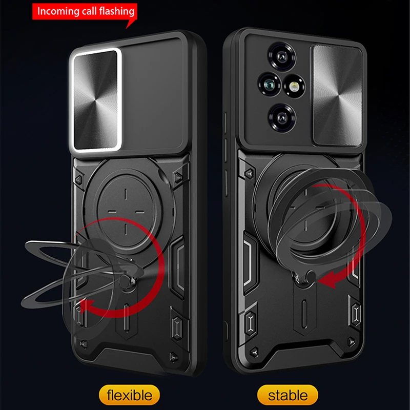 360°Rotating Metal Magnetic Car Holder Armor Phone Case For Honor 90 50 200 X9A X9B X8B X7B X8A X8 Magic 6 5 Pro Lite Back Cover