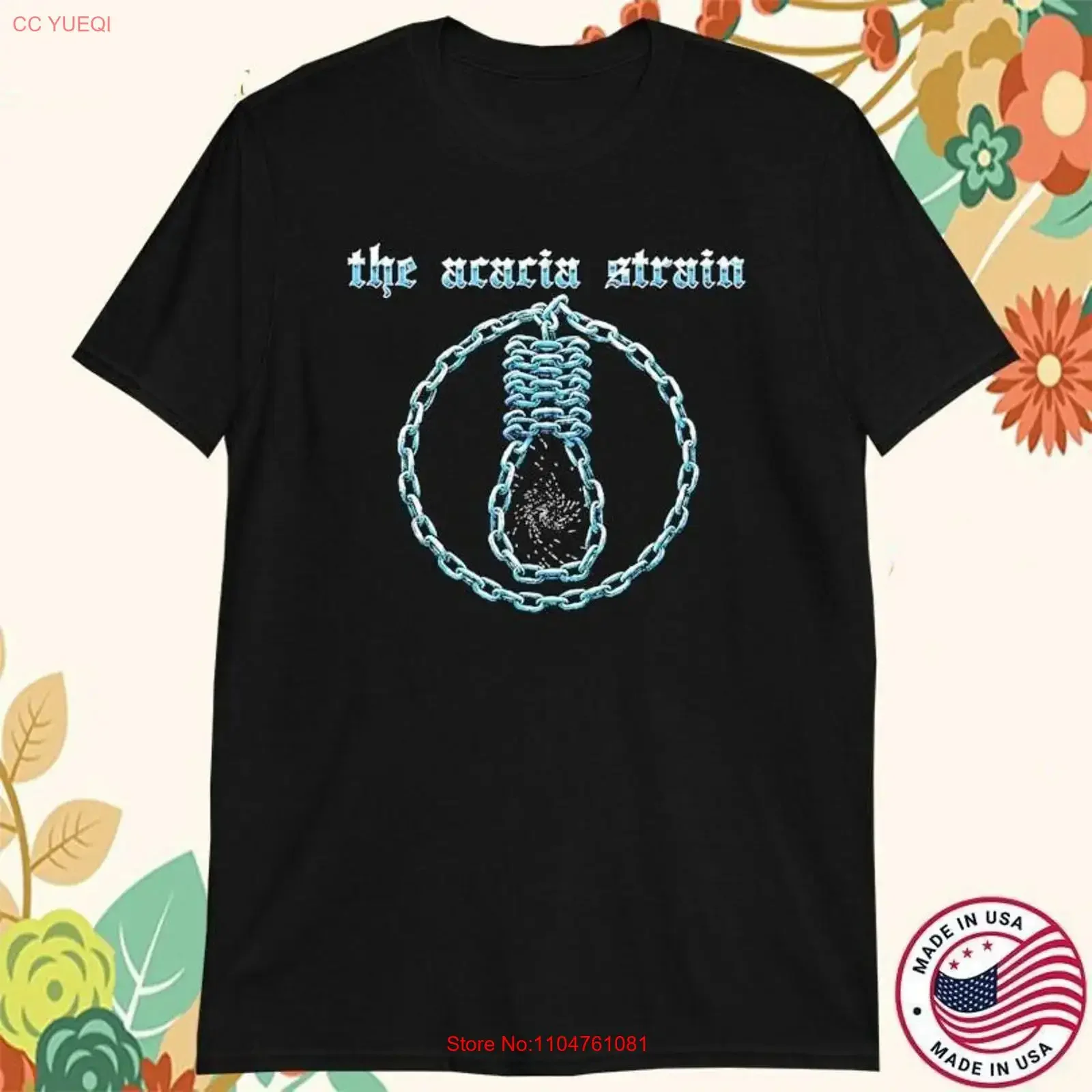 The Acacia Strain Chain T shirts short sleeve black full size FN1030 vintage Washed graphic Versatile Slightly Stylish