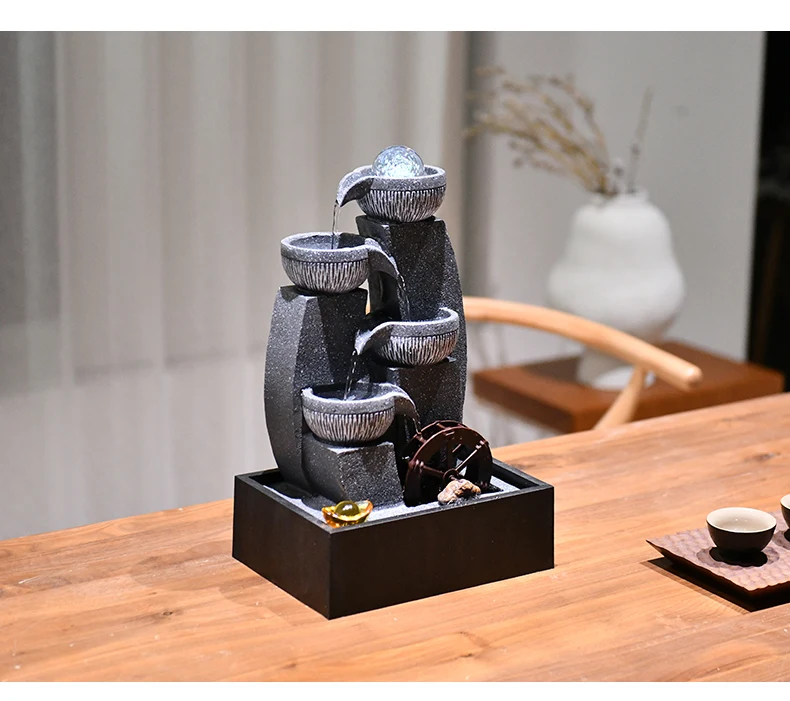 

Water wheel water wheel tea table small fountain comes and goes crystal ball