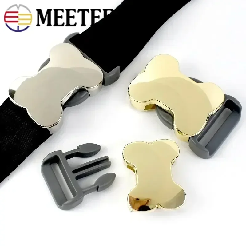 2/4/10Pcs 10-25mm Metal Side Release Buckles Cute Bone Pet Dog Collar Insert Buckle Backpack Adjust Clasp DIY Luggage Accessory