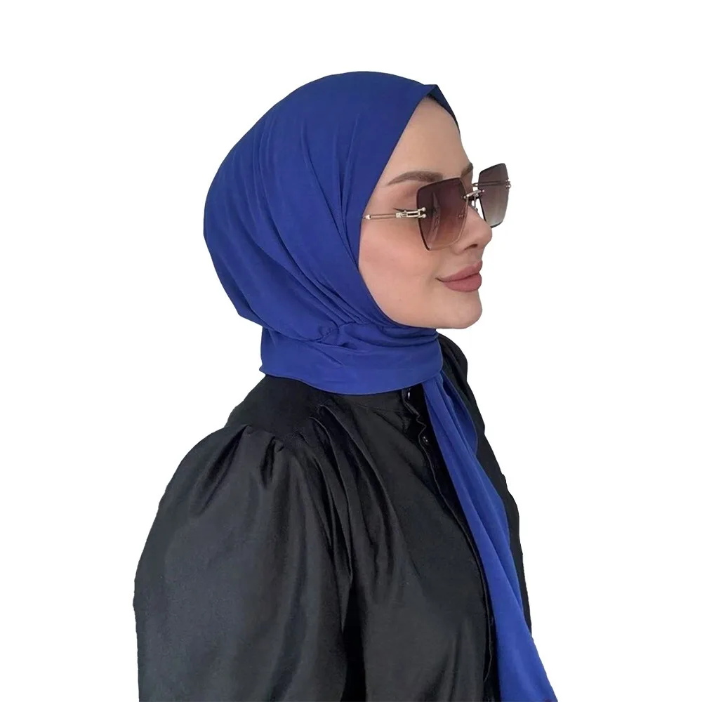 

Casual Full Coverage Instant Hijab Breathable Soft Head Wraps Scarf Polyester Fastener Design Ready To Wear Fastener Women