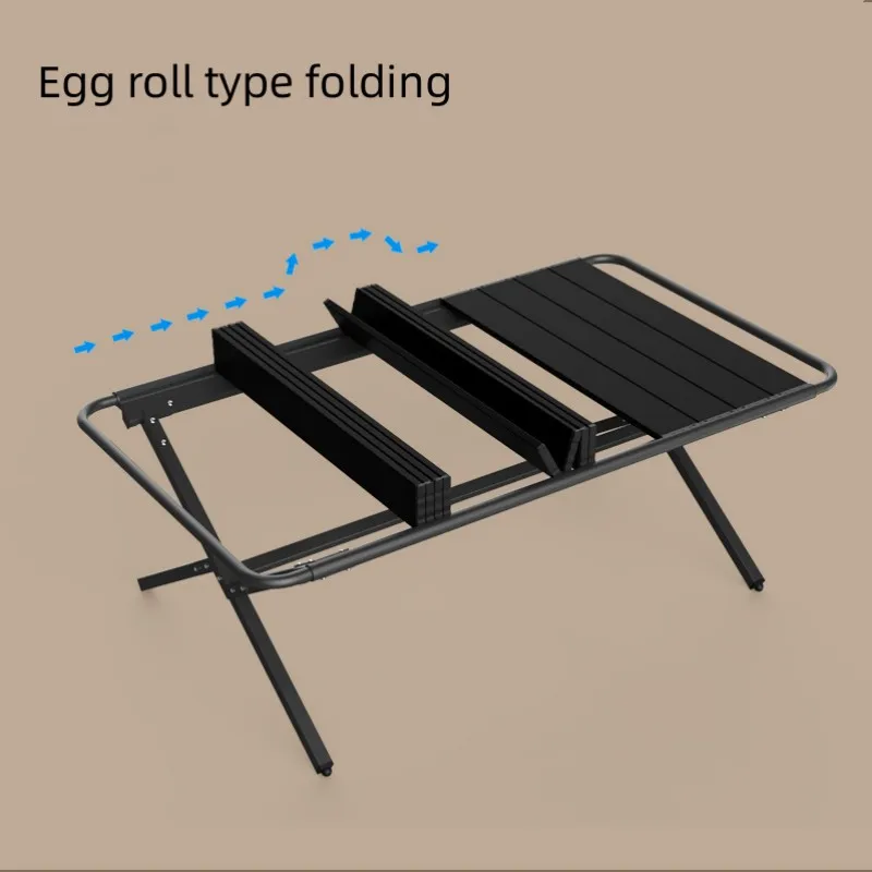 Tryhomy-Camping Egg Roll Table Mesa de liga de alumínio spliceable Mesa de omelete dobrável portátil Mesa IGT de piquenique para churrasco ao ar livre