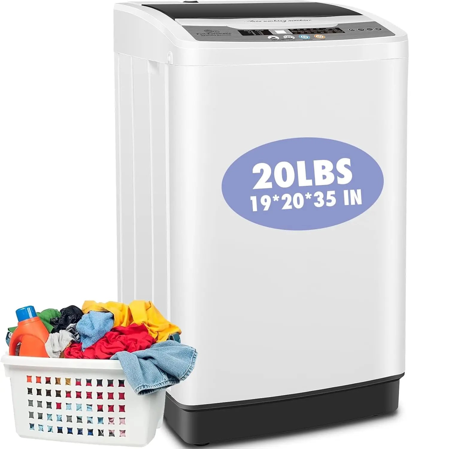 

Portable Washing Machine, 20Lbs Capacity Full-Automatic Portable Washer Machine, 2.8Cu.ft Compact Washing Machine, Customized