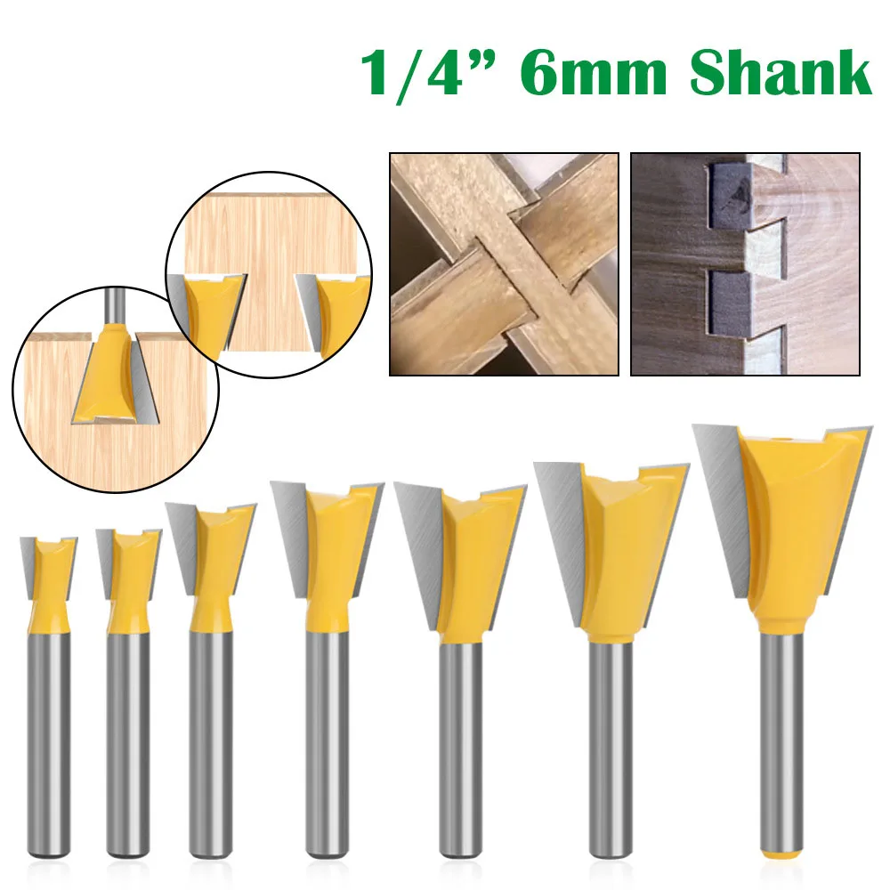 

1PC 1/4" 6.35MM 6MM Shank Milling Cutter Wood Carving Dovetail Joint Router Bit Set 14 Degree Woodworking Engraving Bit Milling