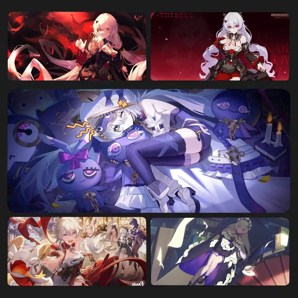 Theresa Anime H-honkai Impact 3rd Mousepad Non-slip Suitable For Office Computers Laptops E-sports Game Desk Mats XXL Keyboard
