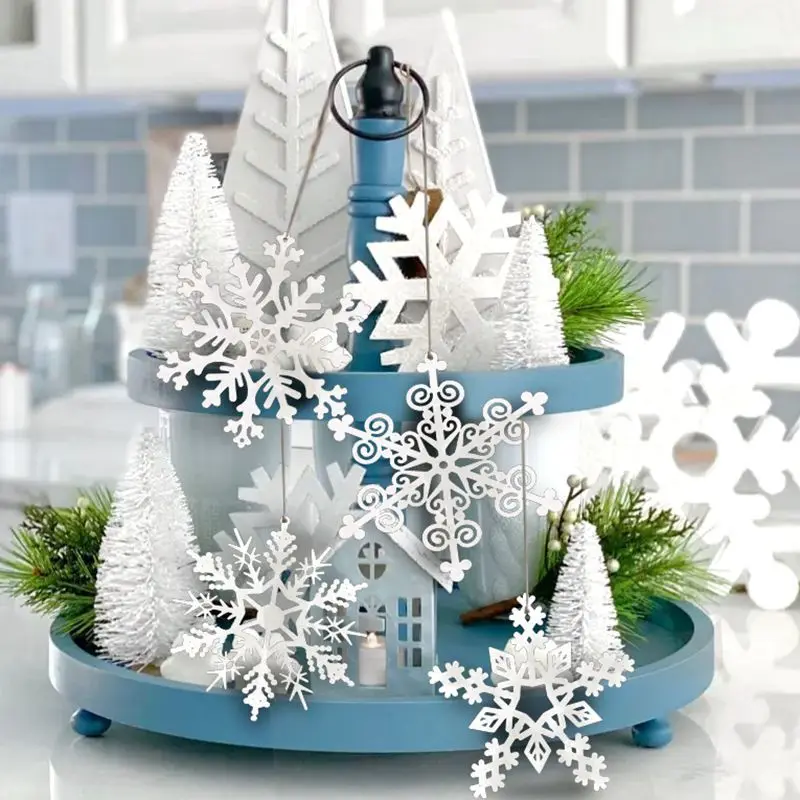 1 confezione di fiocchi di neve in plastica Multi tipo di fiocchi di neve artificiali per la decorazione domestica di natale decorazioni con