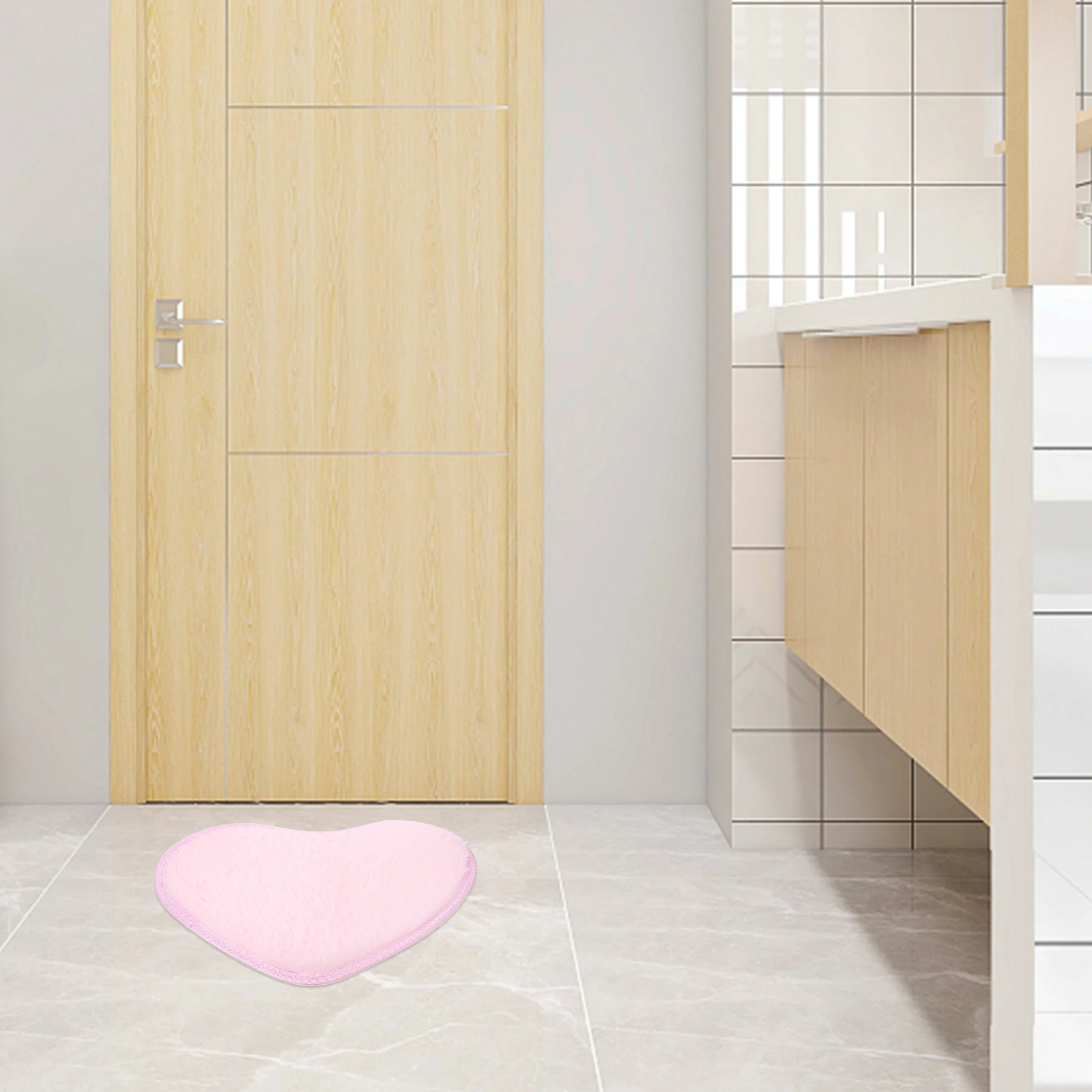 

Bedrooms Heart-shaped Carpet Non-slip Back Area Rugs Hairy Mats Rosy Floor