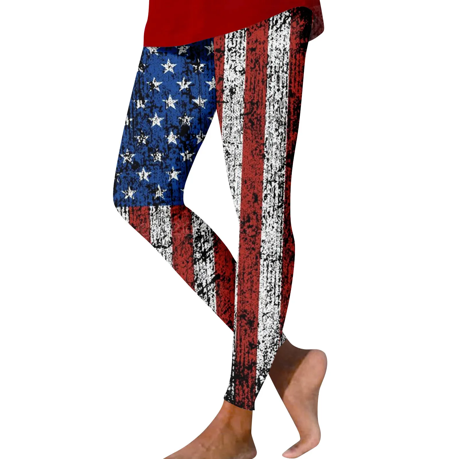 Leggings elásticos para mujer, pantalones de Yoga de cintura alta con estampado clásico del Día de la independencia, mallas de entrenamiento ajustadas informales para uso diario