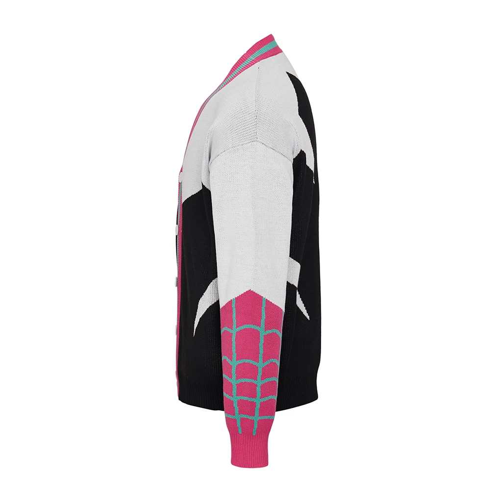 Гвен косплей свитер для взрослых унисекс повседневный кардиган вязаное пальто трикотаж с v-образным вырезом Хэллоуин карнавал вечерние толстовки с супергероями