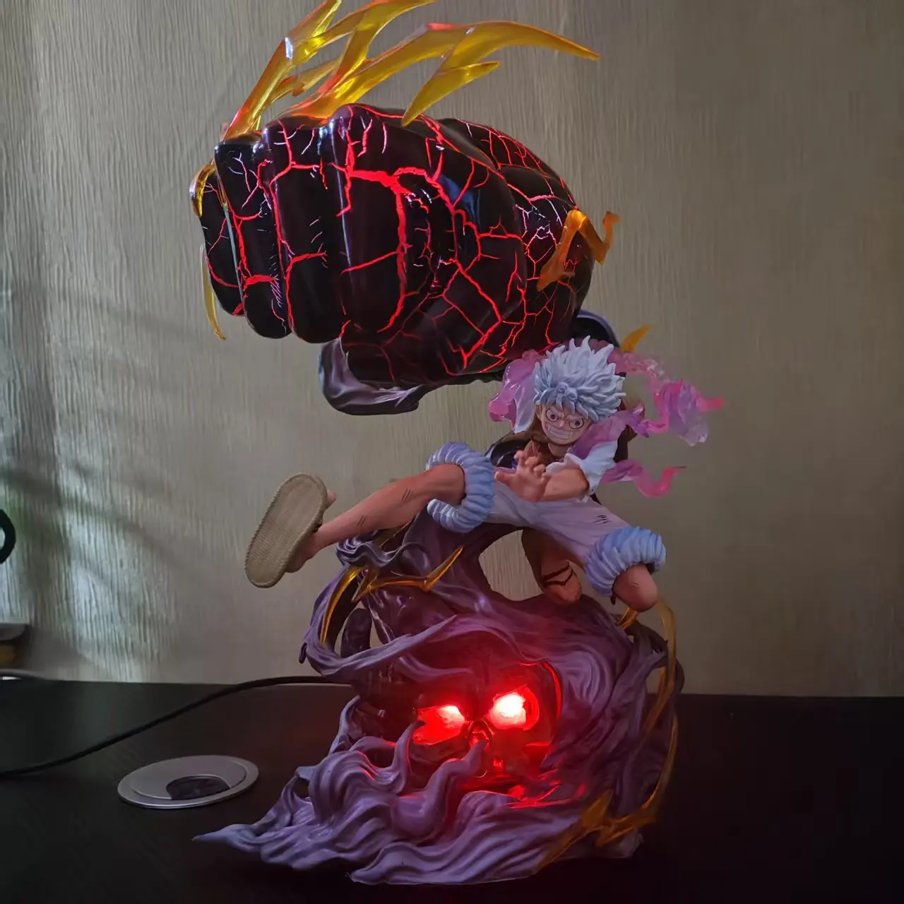

Luffy Gear 5 Gk Figure Explosive Fist Onigashima Haki Awakening Led Light Up Anime Statue Collectible Decor For Fans Surprise