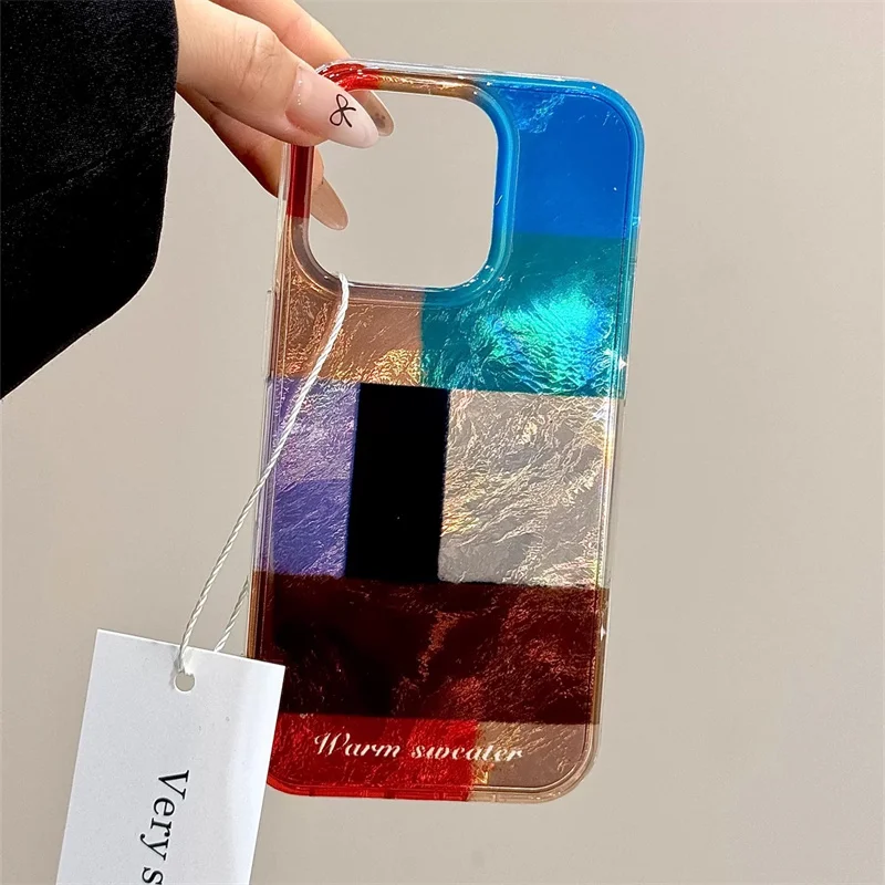 Whirlpool patterned color grid splicing phone case For iPhone 11 12 13 14 15 16 pro max