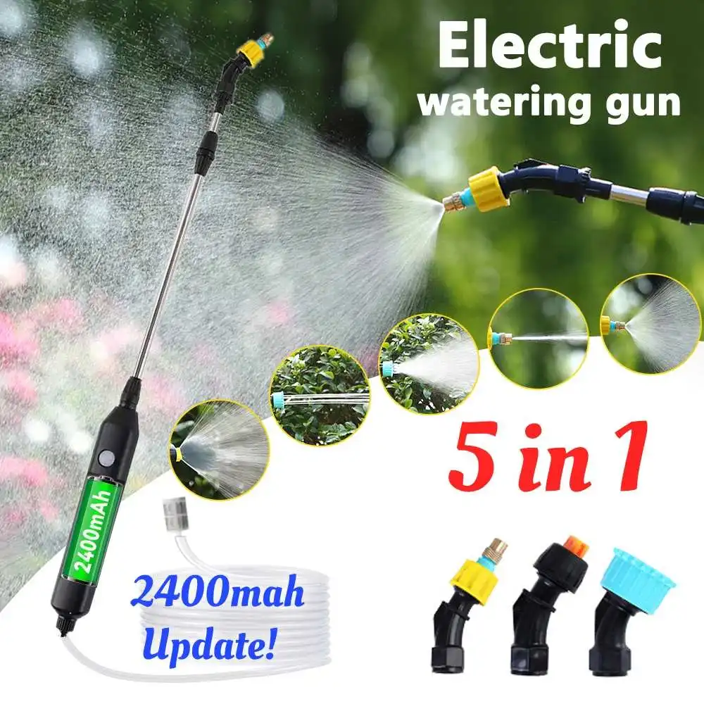 

Portable Electric Garden Sprayer 2400mAh Spray Gun Gardening Sprayer Irrigation Tool USB Rechargeable Telescopic Handle with 3 N