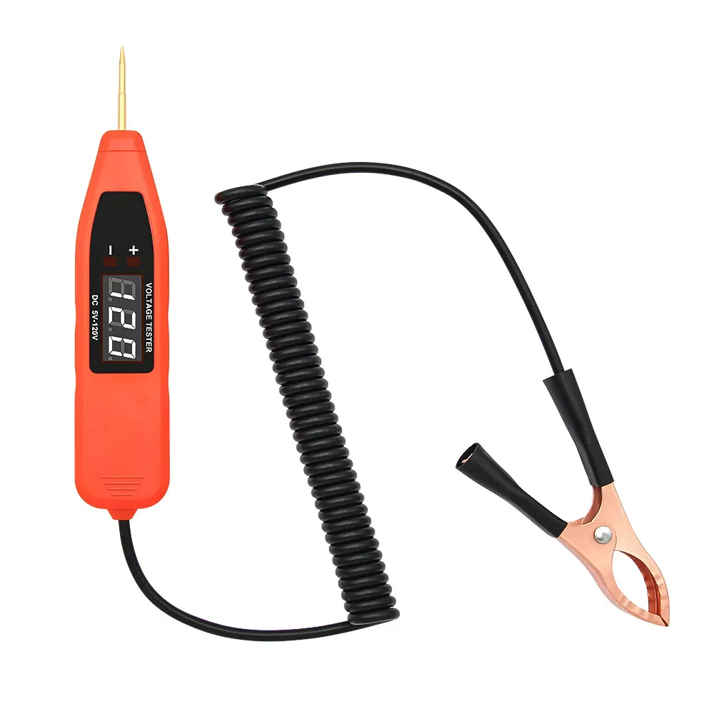 5V 120V Digital Car Circuit Voltage Tester Pen with Polarity Detection Pure Copper Probe Auto Electrical Diagnostic Tool