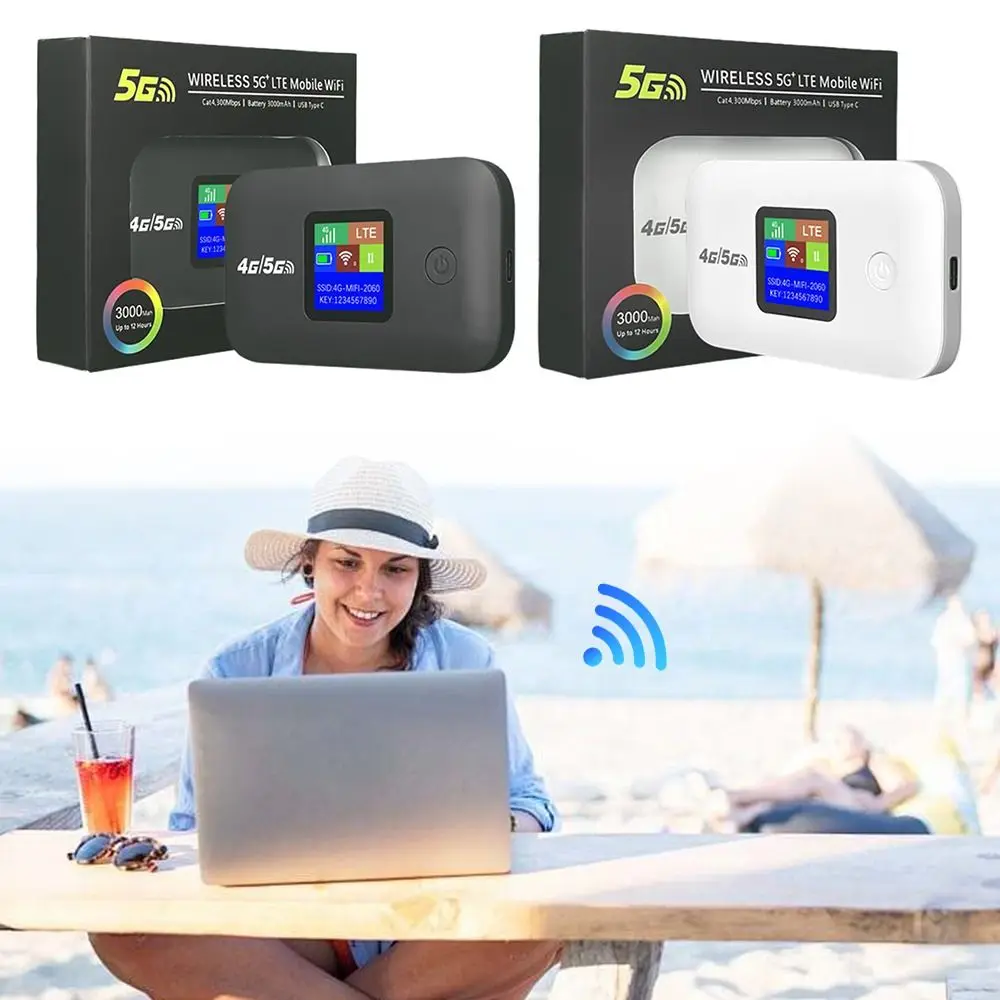 Roteador wi-fi móvel 4g/5g, suporta todos os cartões sim, pequeno, wi-fi móvel, sinal forte, portátil, wi-fi, banda larga, lcd, hotspot mifi