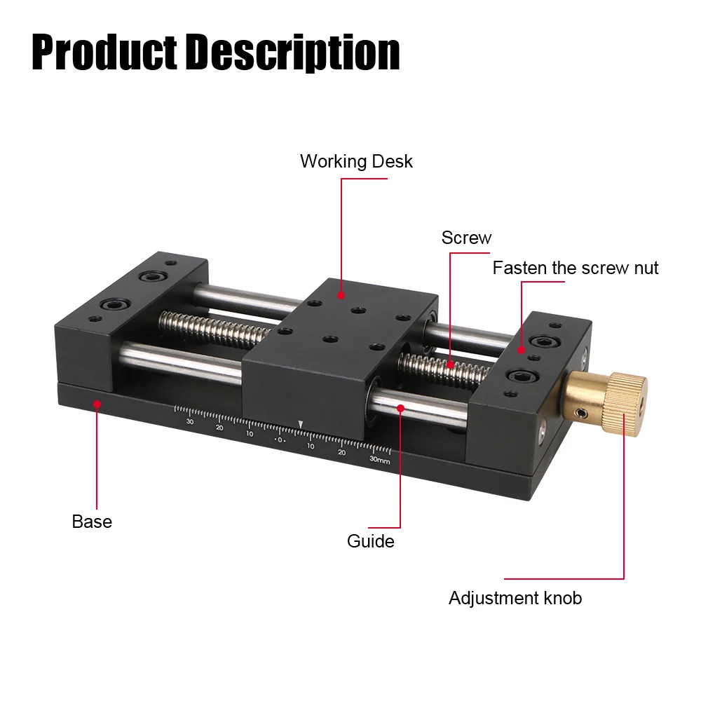 40x70mm Precision Sliding Table Fine‑Tuning Linear Stage Manual Translation Displacement Station Platform Sliding Table X-Axis