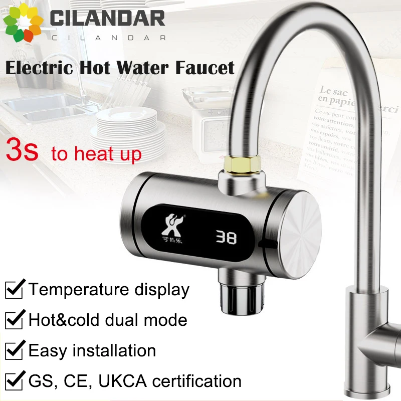 2024 New Kitchen stainless steel electric hot water faucet instant hot heating faucet water heater hot and cold