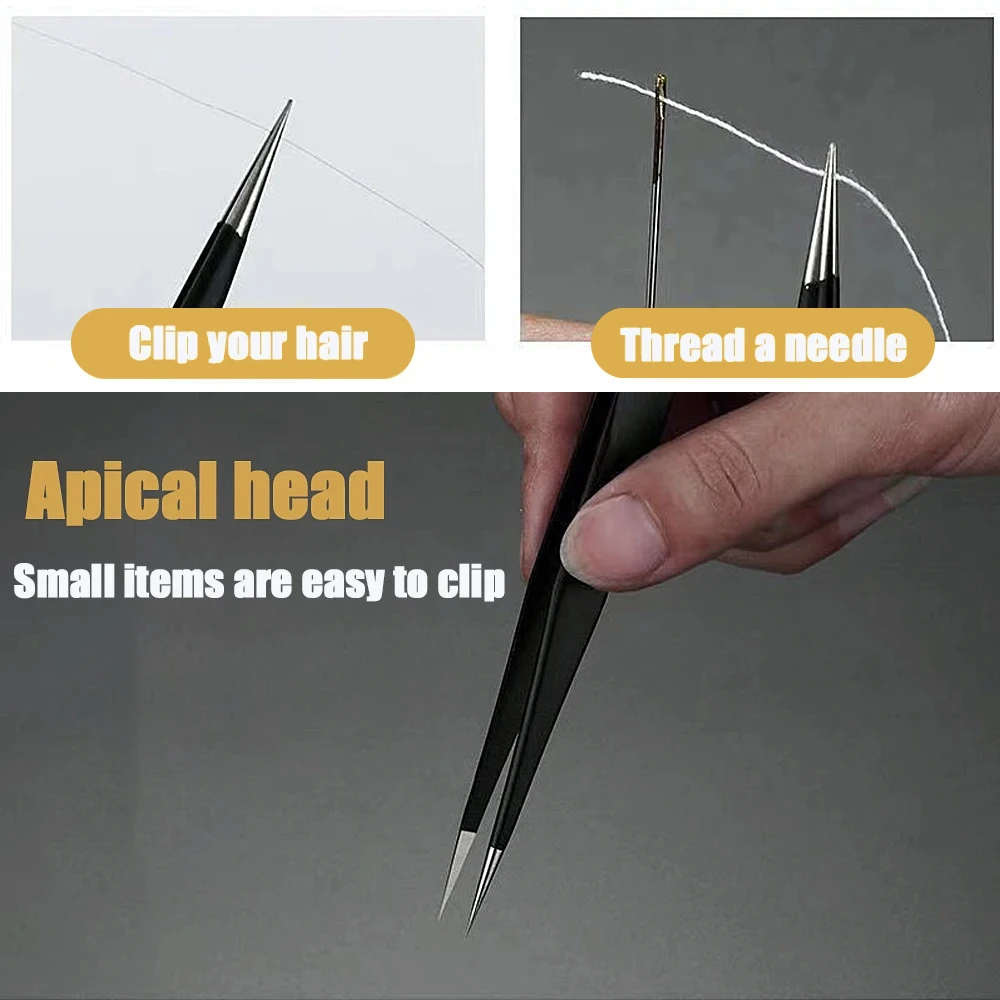 KATWAY Industrial Maintenance Electronic Repair, Stainless Steel ESD Anti-Static Tweezers Set Curved Straight HH-AA04
