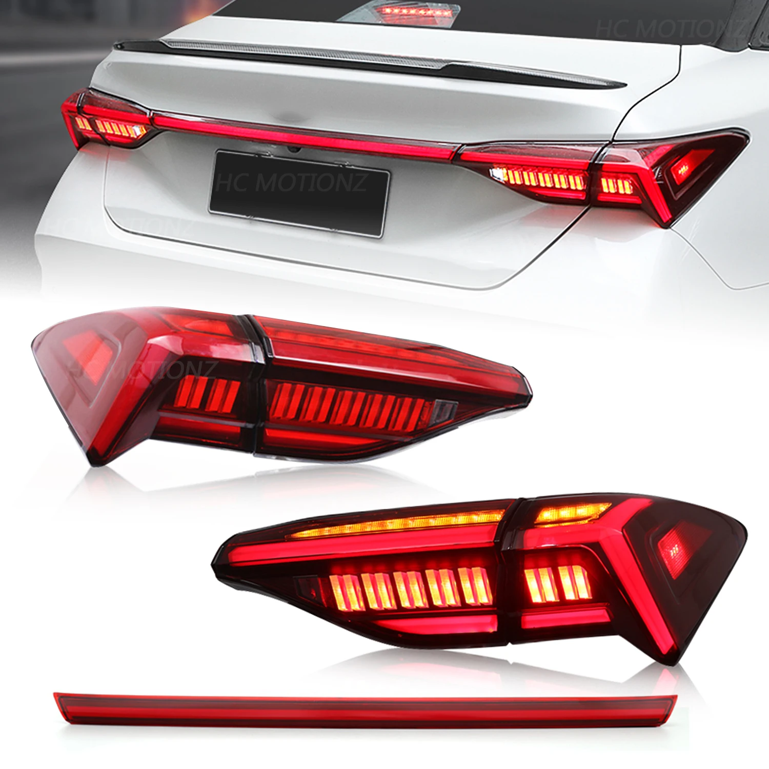 HCMOTIONZ Factory High Quality Car Assembly Accessories LED Rear Lamp DRL Start UP Animation taillights for Toyota Avalon