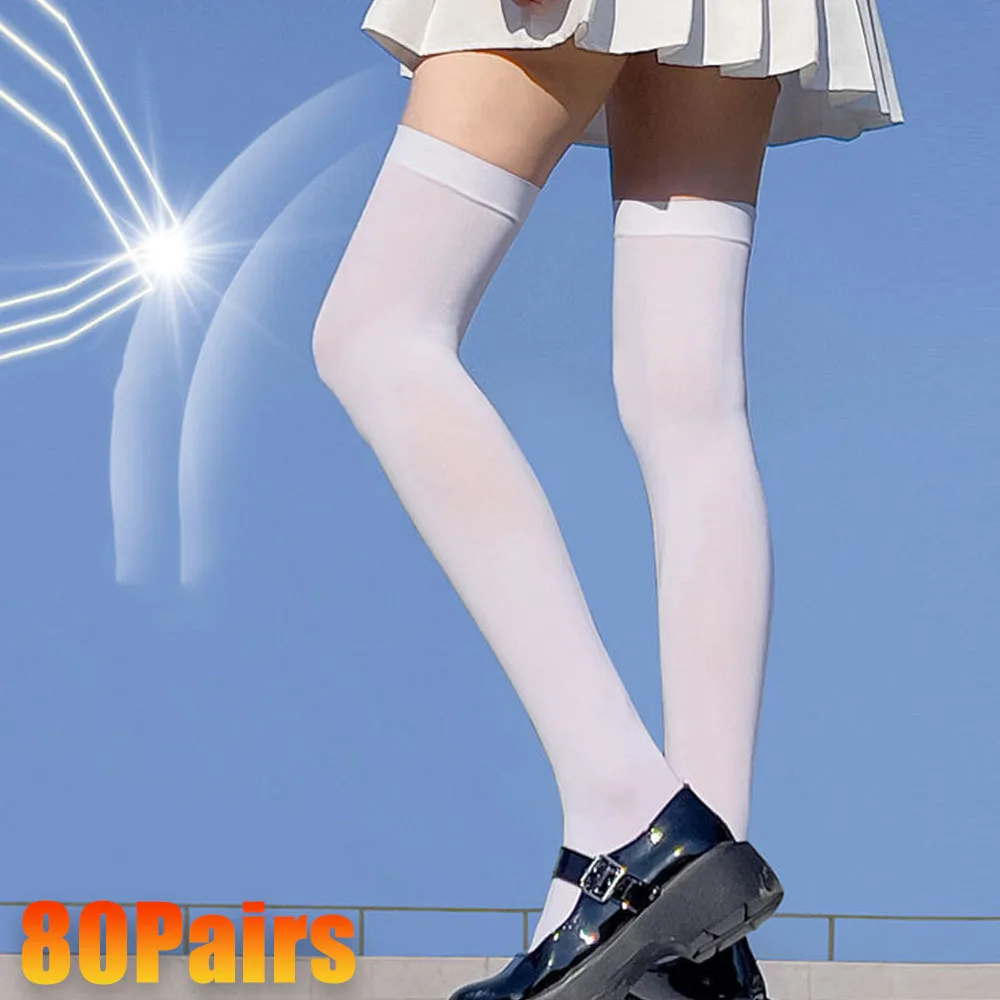 

1-80Pairs Summer Knee High Socks Breathable Thin Calf Socks Jk Socks Women Leggings Solid Colour Long Socks Knee High Socks