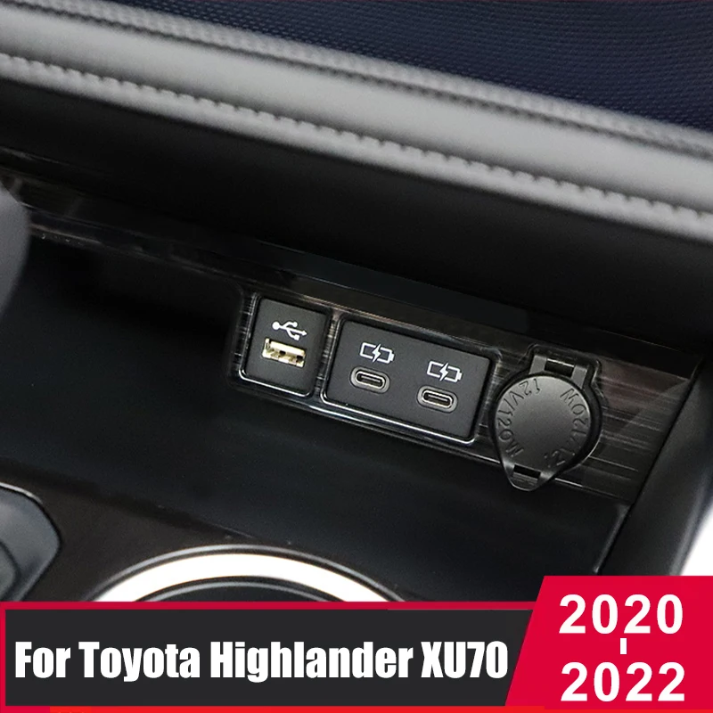 For Toyota Highlander Kluger XU70 2020 2021 2022 Interior Mouldings Central Control USB Decoration Frame Cover Trim Car Styling