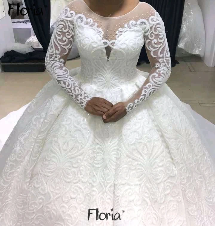 Lace Long Sleeve O Neck Ball Gown Wedding Dress for Women 2023 Luxury Dubai Bridal Gowns Plus SIze Customized Vestido De Novia