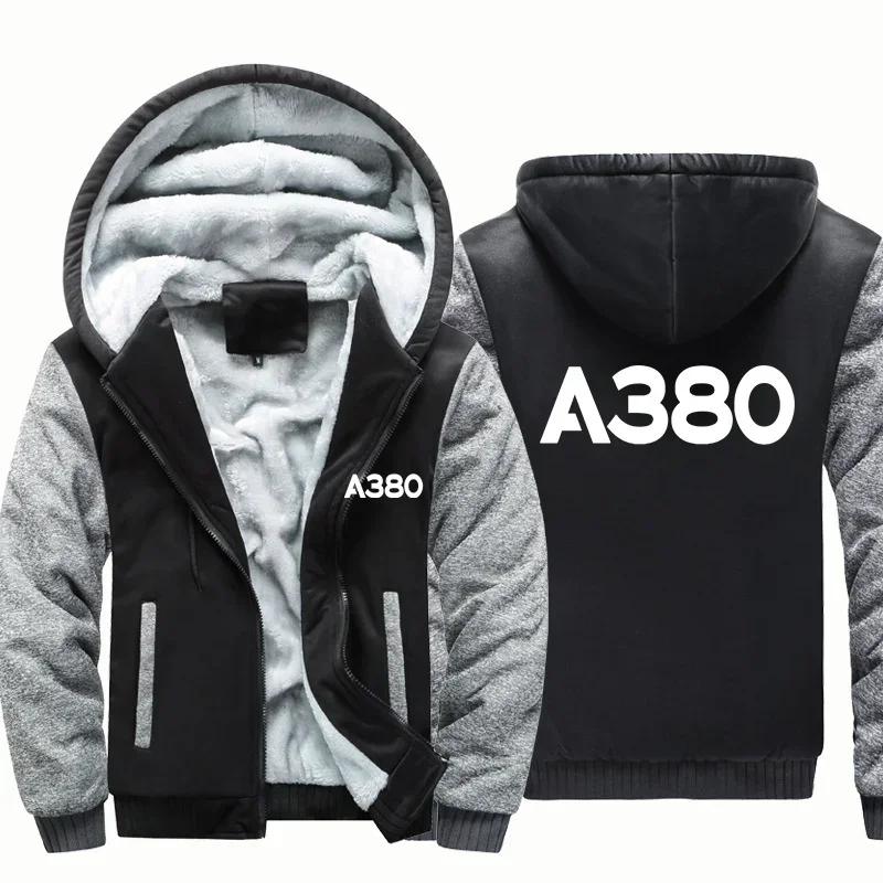 

Streetwear Aviation Pilots Flight A380 Fleece Warm Wool Thick Men Coat Jackets Autumn Winter Hooded Hoodies Sweatshirts