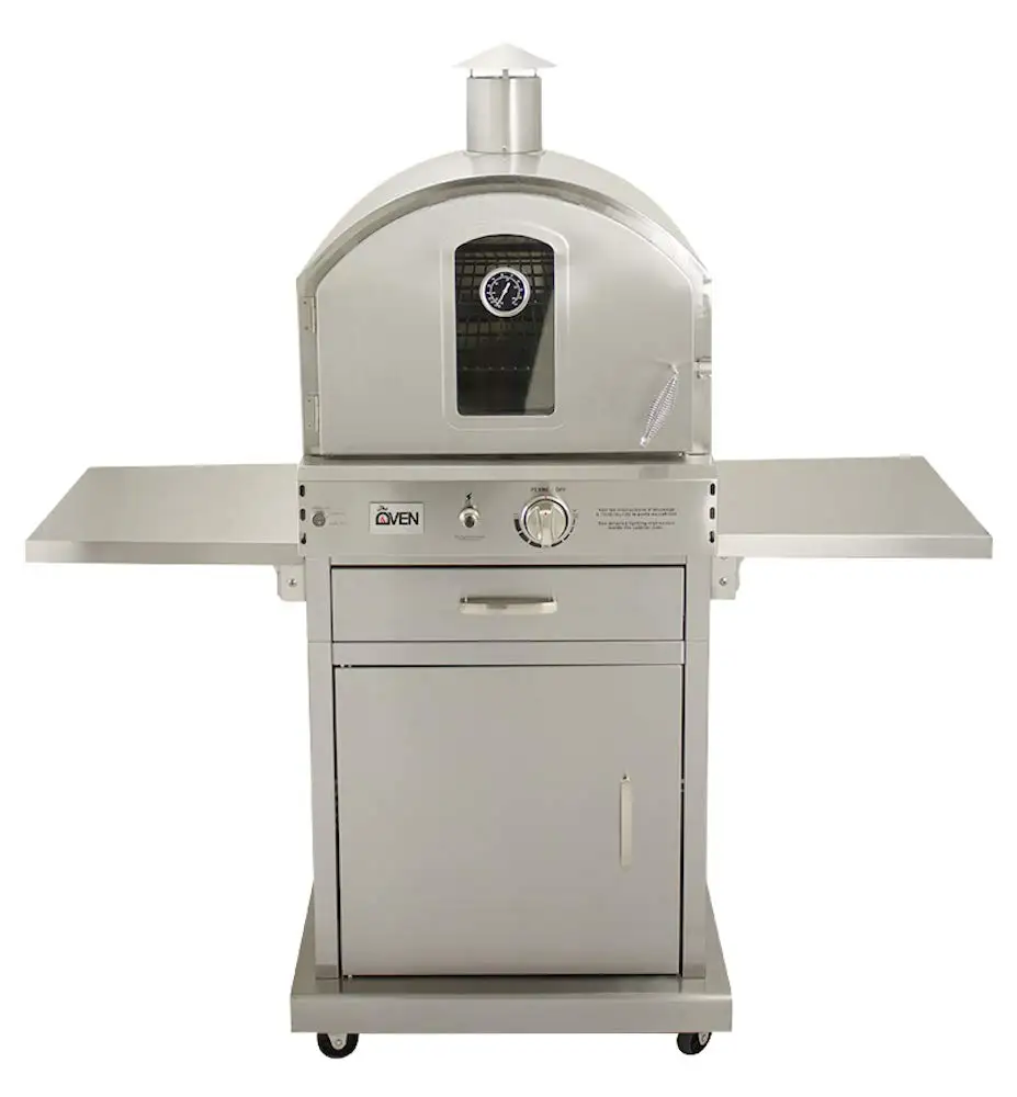 'The Oven' Outdoor Freestanding Large Capacity Gas Oven with Pizza Stone, Smoker Box and Mobile Cart, 304 Stainless