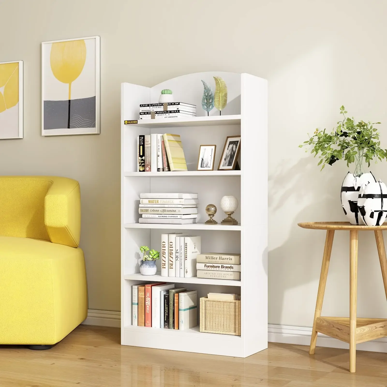 

Modern Vintage Wooden Bookshelf for Home Hotel or Office Dropshipping Furniture Shelving Display Rack for Bedroom