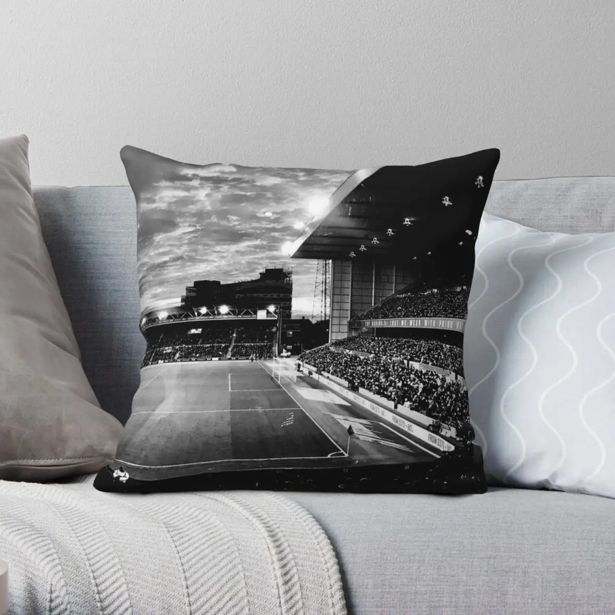 City Ground Mist Square Pillowcase Polyester Linen Velvet Printed Zip Decor Pillow Case Bed Cushion Cover 45x45