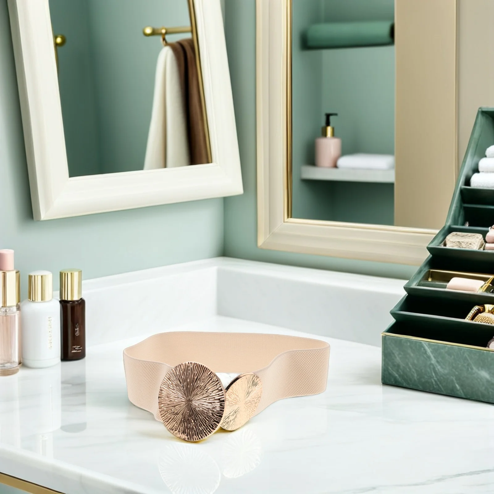 

Elastic Belt Jumpsuit Dress Belts Waistband Ladies Western Style Decorative Beige Stretchy for Women Women's