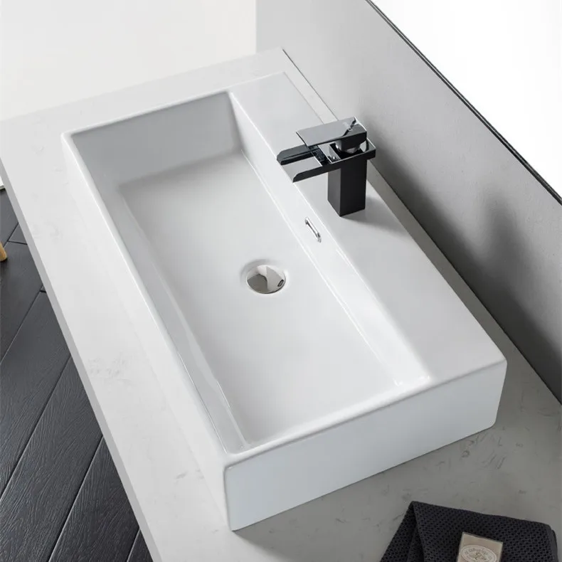 

Square platform basin, balcony large size ceramic integrated wash basin, hotel engineering home improvement bathroom