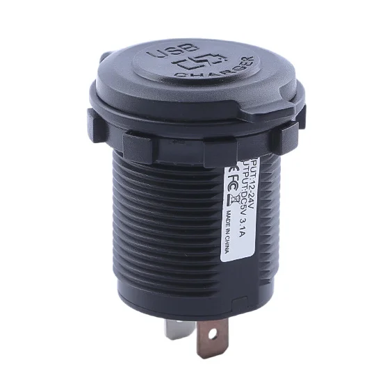 Round Dual Port Car Charger 5V4.8A Fast Power Adapter For RV Truck Boat Marine Vehicle Electrical System Safe Current Control