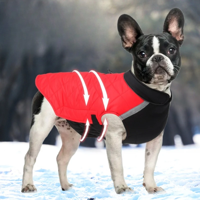 Winter Dog Clothes Warm Reflective Dog Clothes Towed Thickened Cotton Vest Dog Cotton Clothes Pet Clothing Sleeveless Vest