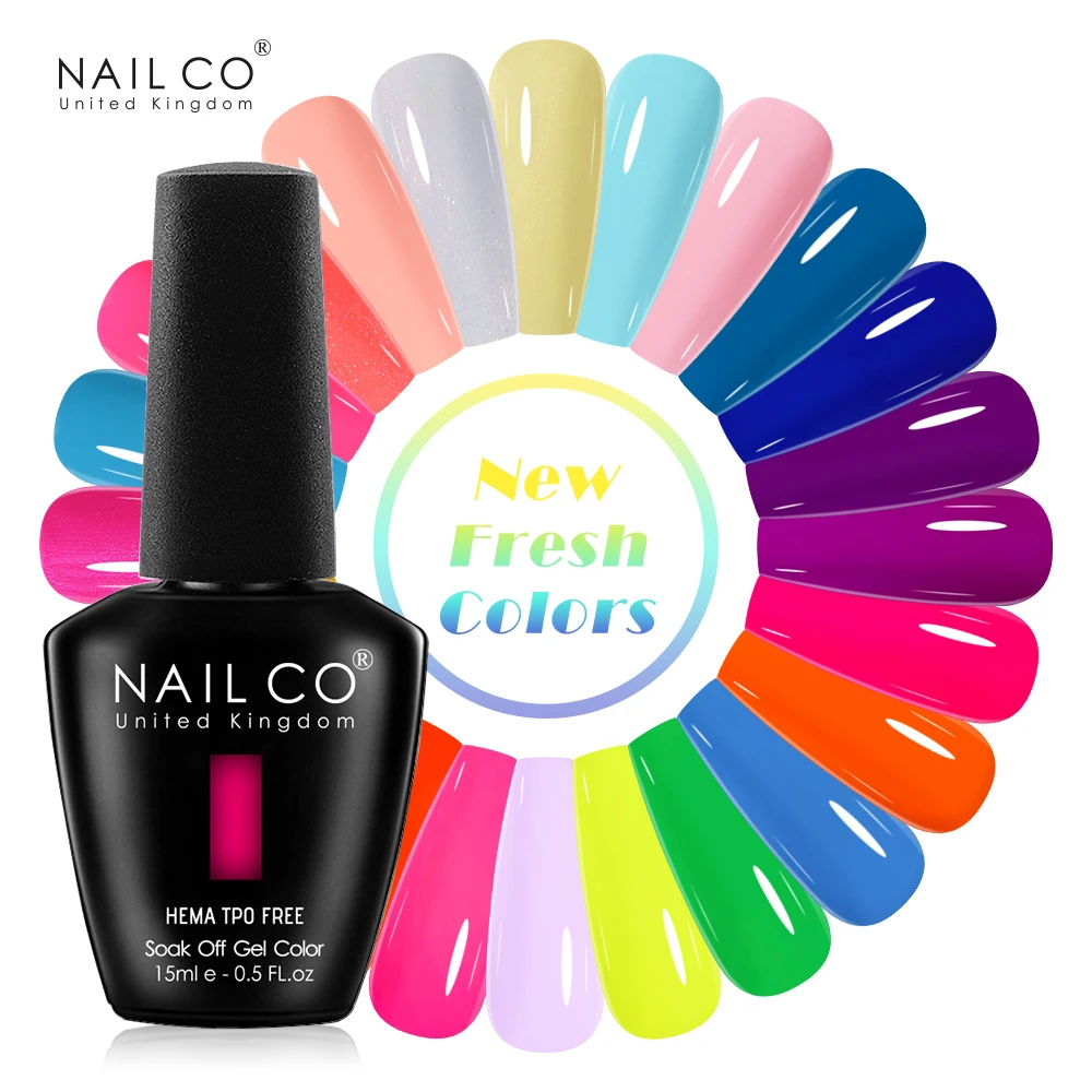 

NAILCO 15 мл Летний гель-лак для дизайна ногтей, свежий УФ/LED гель для ногтей, без HEMA и TPO, серия розовых цветов, набор для маникюра с блестками