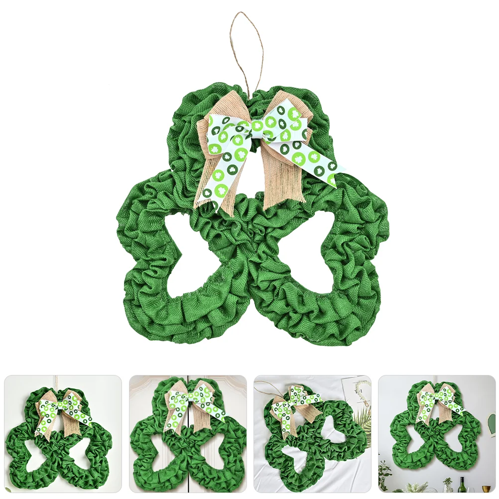 

Irish Festival Wreath Green Artificial Garland Wall Hanging Decoration St Patrick Day Pendant Festive Home Party Event