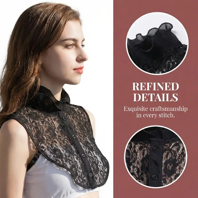 

Модный элегантный кружевной съемный воротник с вырезами, универсальный накладной воротник-стойка из кружева, имитация воротника-поло для женской одежды и аксессуаров