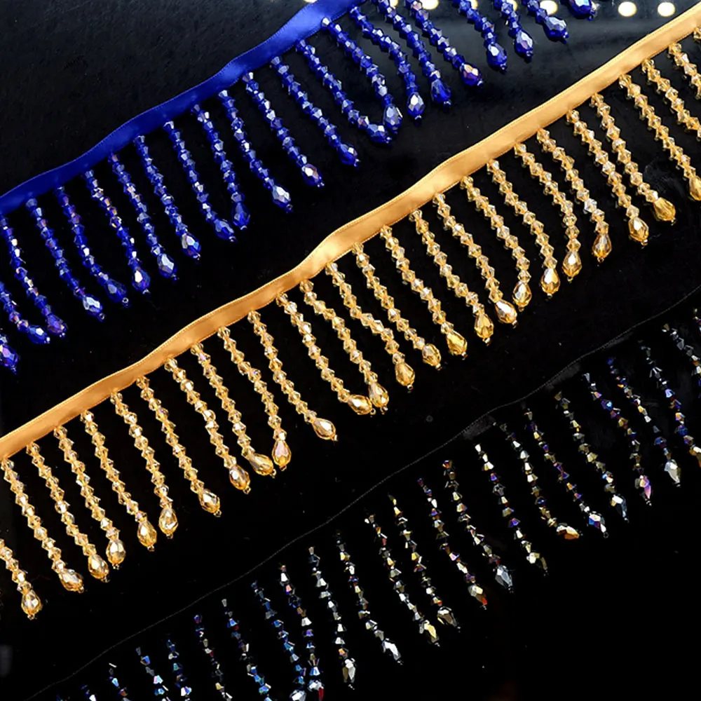 Crystal Pendant Beaded Fringe DIY Clothes Stage Dress Curtain Decorative Accessories Latin Dance Costume Sewing Decorate By Yard