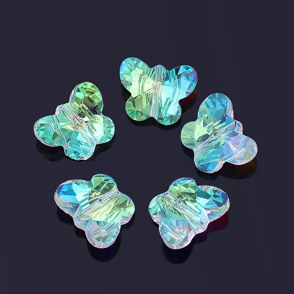 10pcs Butterfly Crystal Beads Glass Loose Spacer Beads DIY Jewelry Manufacturing Chandelier Pendant Decoration Accessories